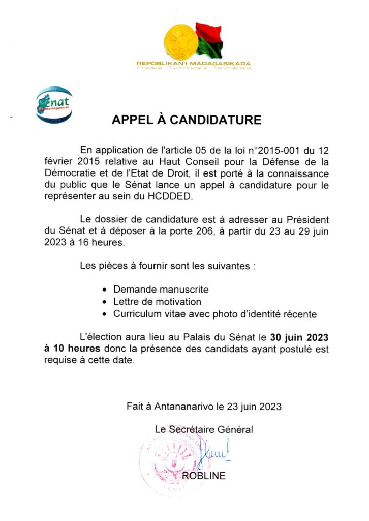 Appel à Candidature Antenimierandoholona 